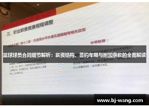 篮球球员合同细节解析:薪资结构、签约年限与附加条款的全面解读 篮球球员合同细节解析:薪资结构、签约年限与附加条款的全面解读